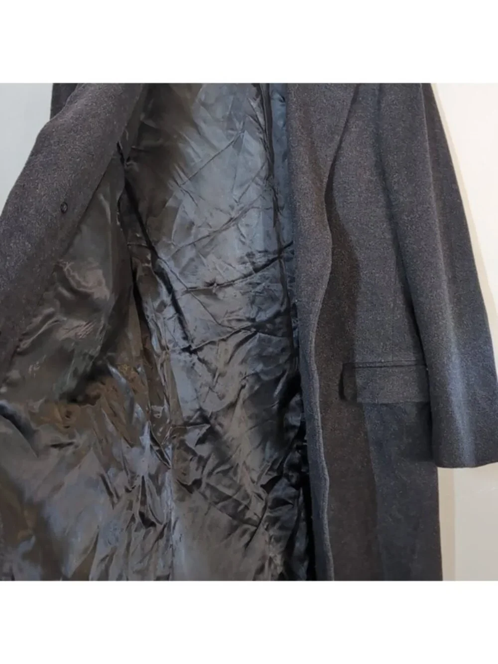Vintage S. Cohen Wool Cashmere Overcoat Mens 42 Charcoal Gray Single Breasted